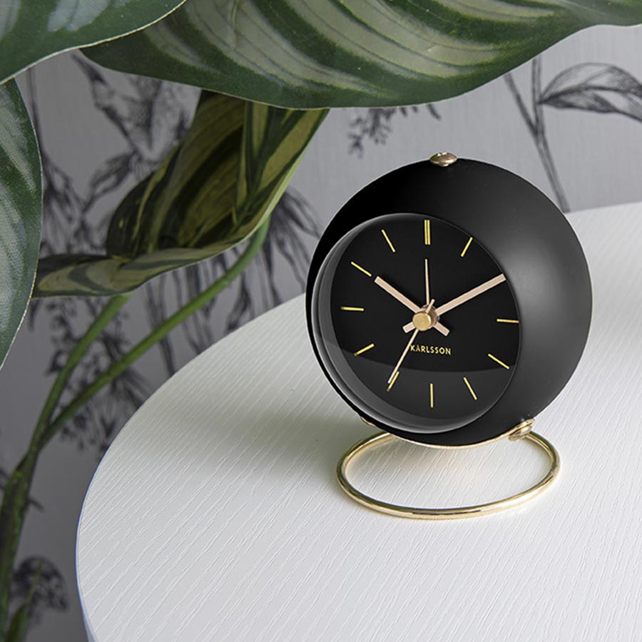 Karlsson Globe Alarm Clock - Black | Koop.co.nz