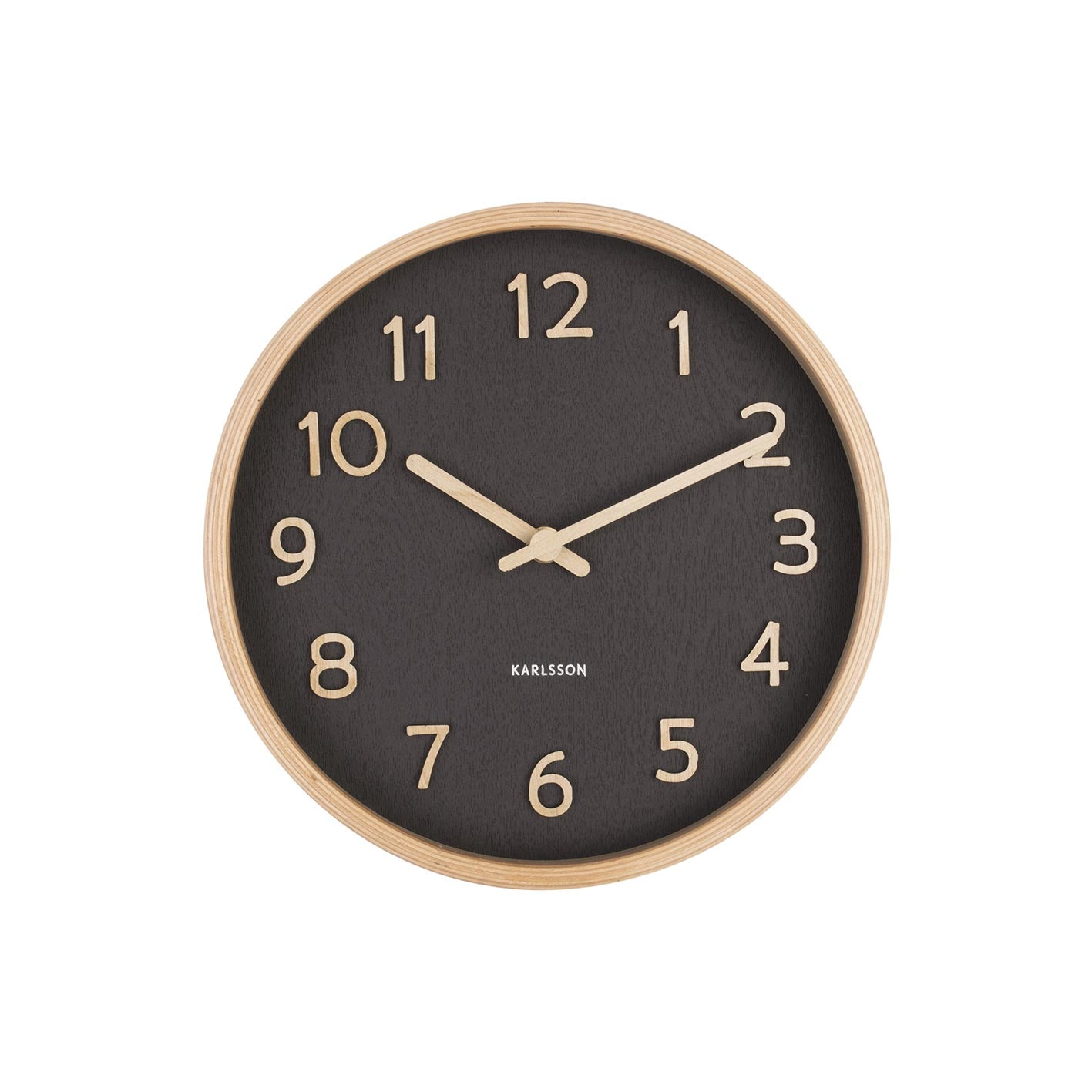 Karlsson Pure Wood Grain Wall Clock - Small Black (22cm) | Koop.co.nz