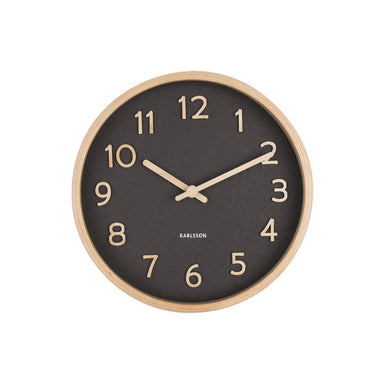 Karlsson Pure Wood Grain Wall Clock - Small Black (22cm) | Koop.co.nz