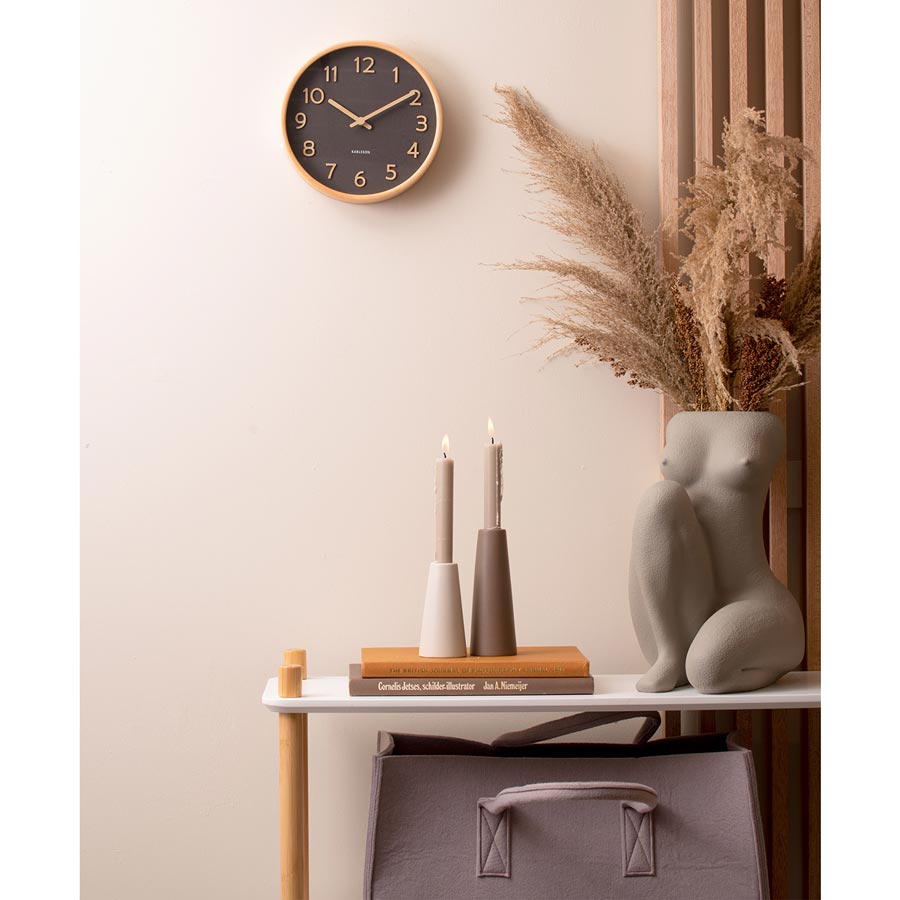 Karlsson Pure Wood Grain Wall Clock - Small Black (22cm) | Koop.co.nz
