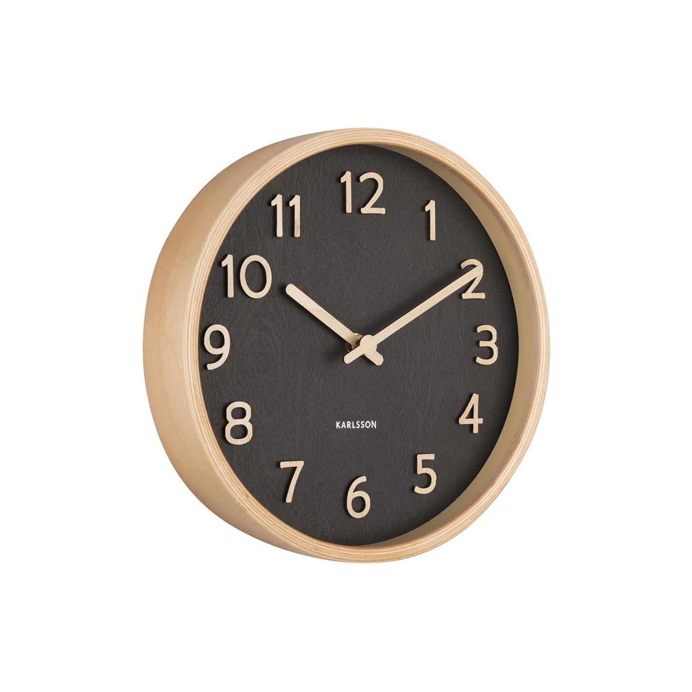 Karlsson Pure Wood Grain Wall Clock - Small Black (22cm) | Koop.co.nz
