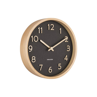 Karlsson Pure Wood Grain Wall Clock - Small Black (22cm) | Koop.co.nz