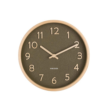 Karlsson Pure Wood Grain Wall Clock - Small Moss Green (22cm) | Koop.co.nz
