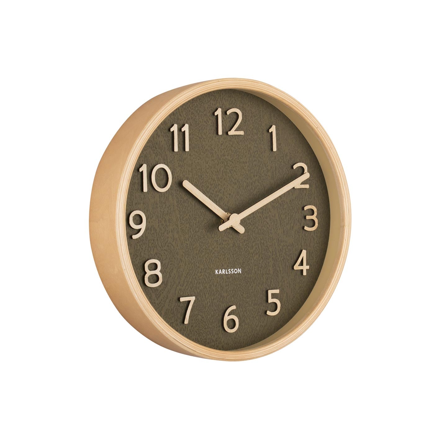 Karlsson Pure Wood Grain Wall Clock - Small Moss Green (22cm) | Koop.co.nz