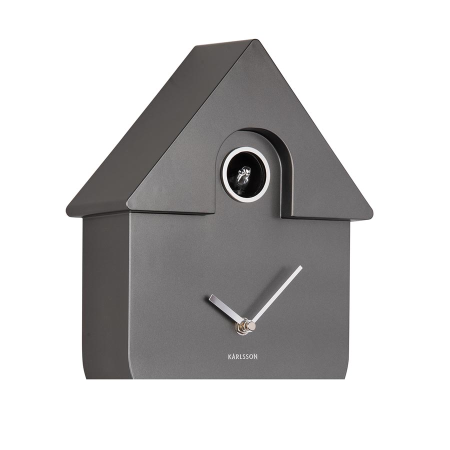 Karlsson Modern Cuckoo Wall Clock - Metallic Dark Grey | Koop.co.nz