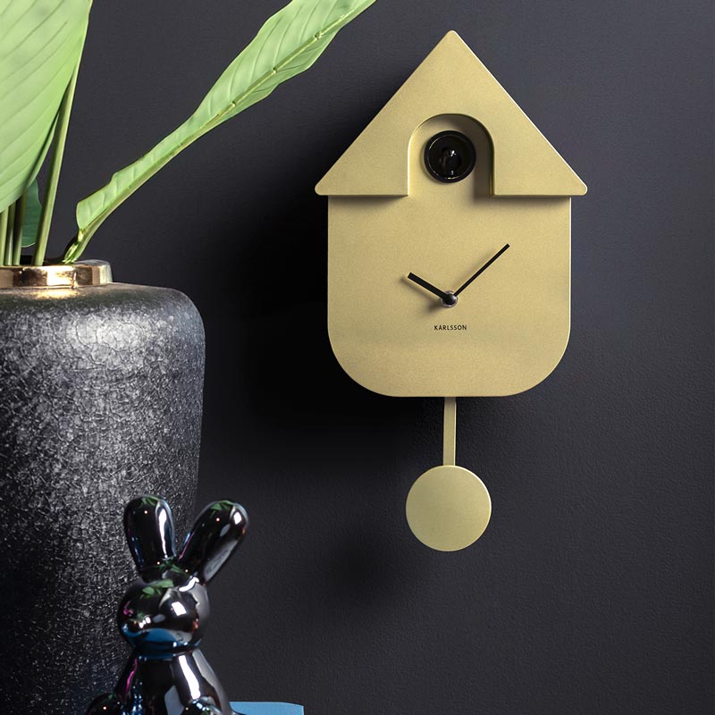 Karlsson Modern Cuckoo Wall Clock - Metallic Gold | Koop.co.nz