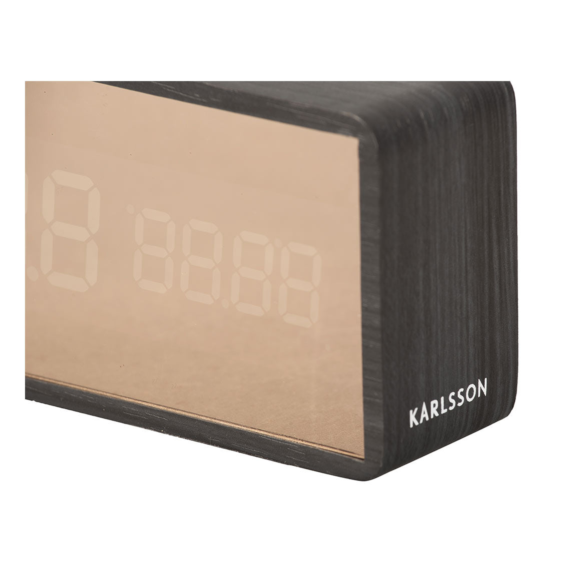 Karlsson Copper Mirror USB Alarm Clock - Black Wood | Koop.co.nz