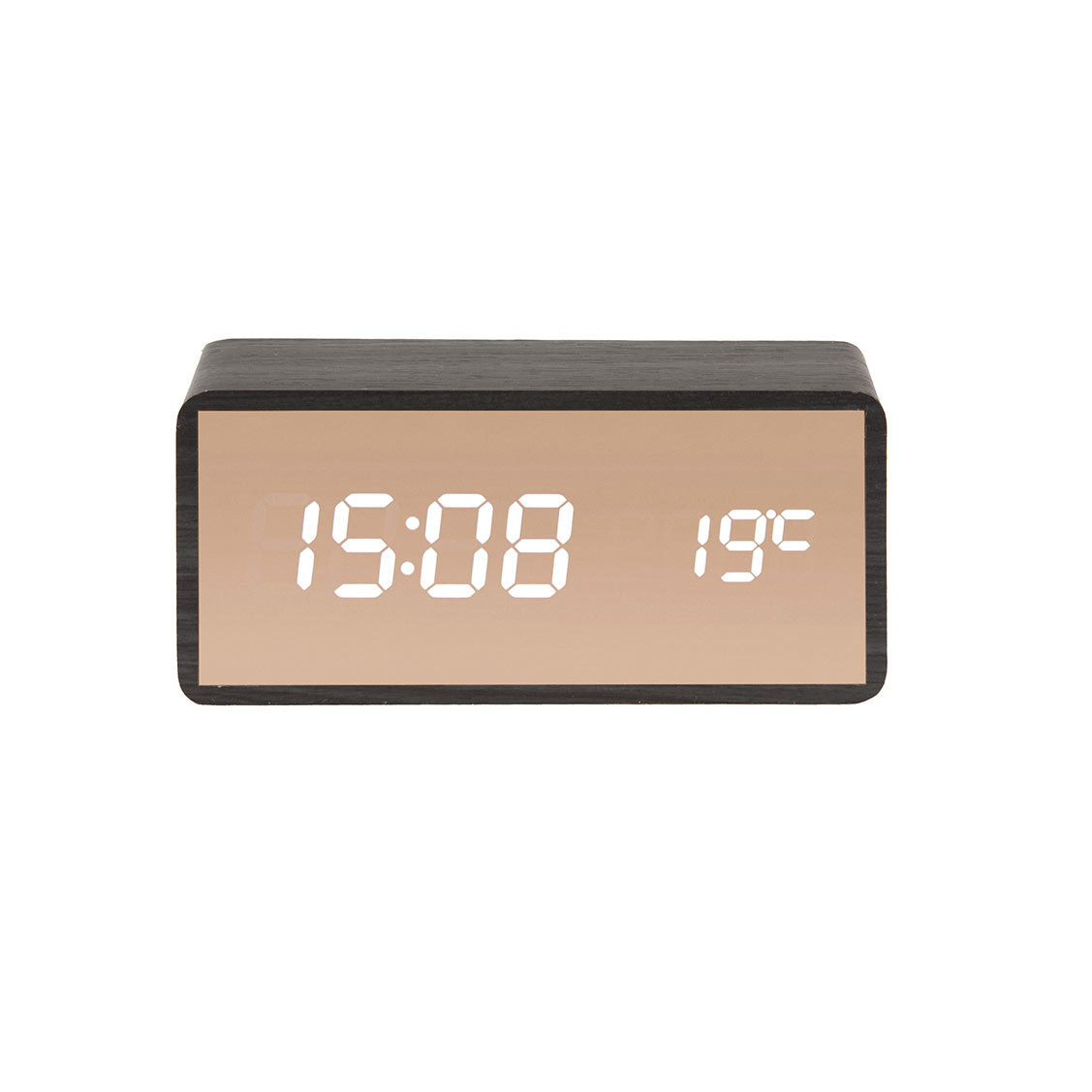 Karlsson Copper Mirror USB Alarm Clock - Black Wood | Koop.co.nz