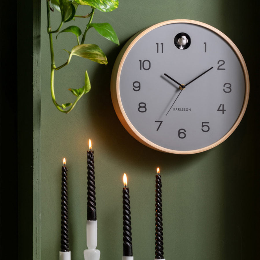 Karlsson Natural Cuckoo Wall Clock - Grey (31.5cm) | Koop.co.nz