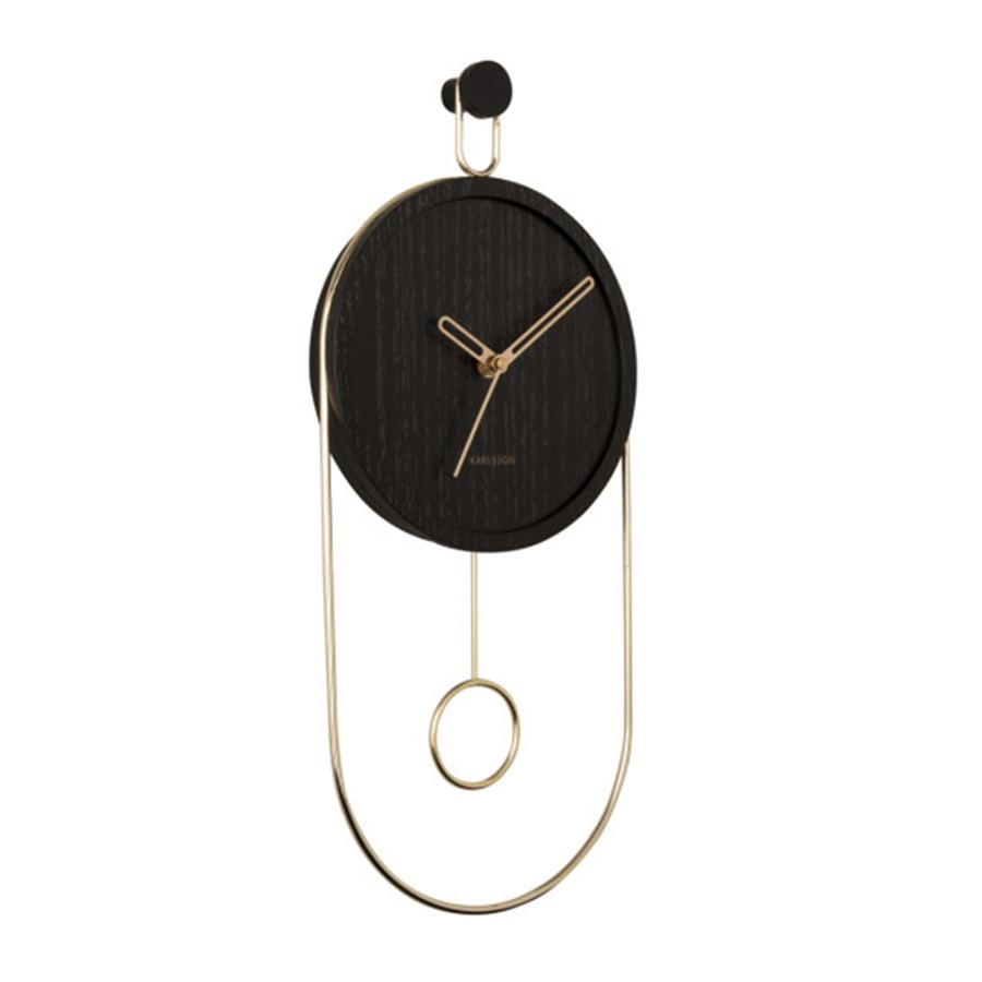 Karlsson Swing Pendulum Wall Clock - Black Wood | Koop.co.nz