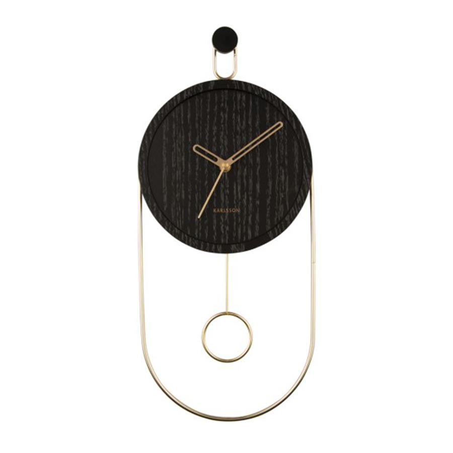 Karlsson Swing Pendulum Wall Clock - Black Wood | Koop.co.nz