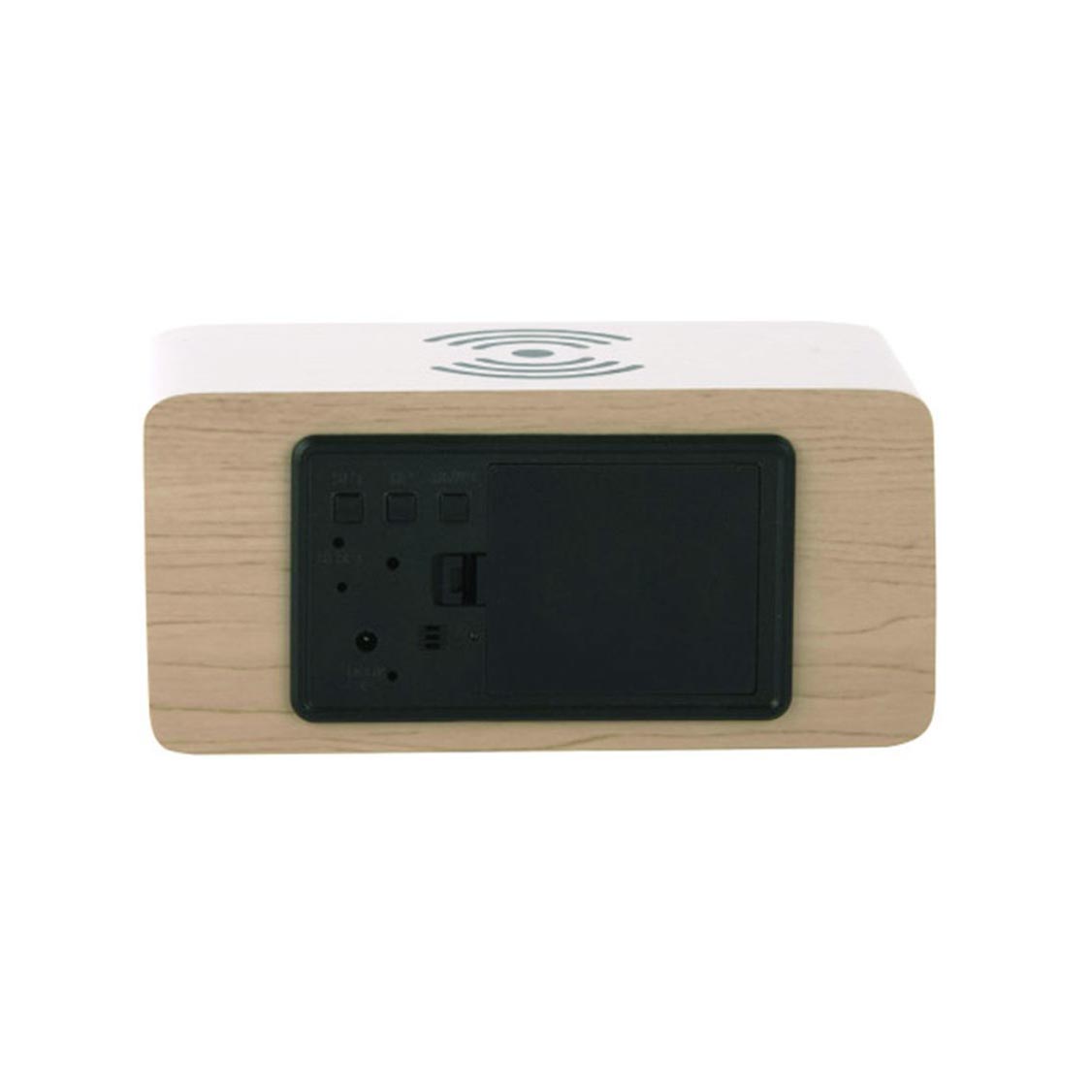 Block LED Alarm Clock w. Phone Charger (USB) - White Wash