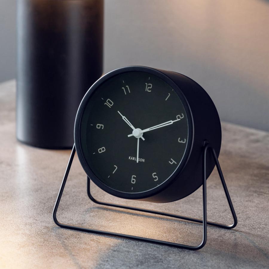 Karlsson Stark Alarm Clock with Light - Black | Koop.co.nz
