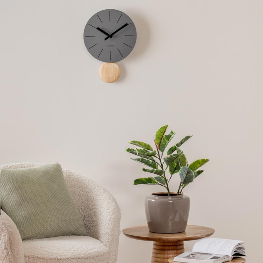 Karlsson Arlo Pendulum Wall Clock - Dark Grey | Koop.co.nz