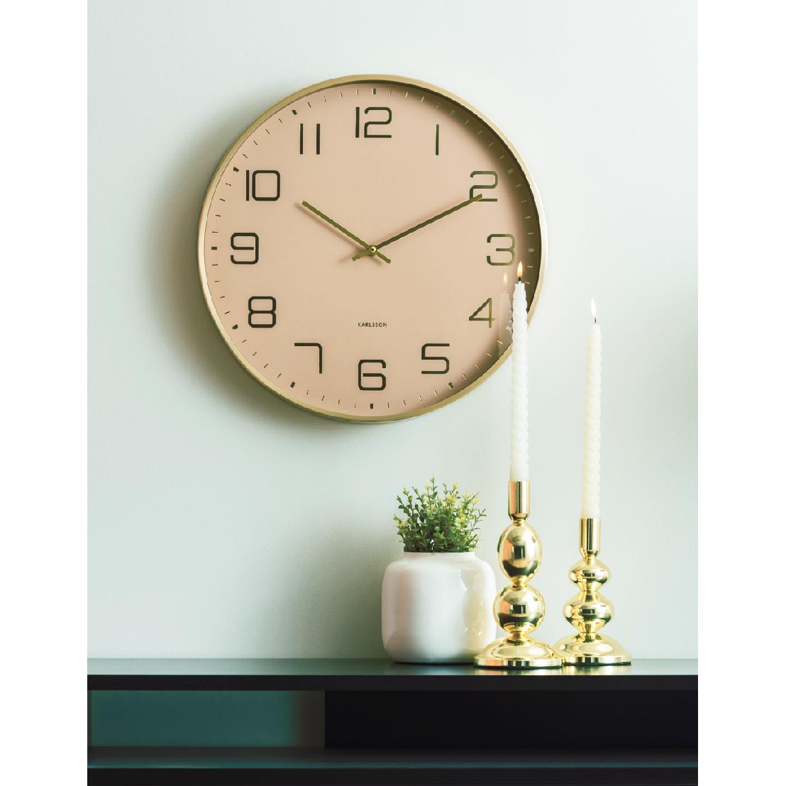 Elegance Glow Wall Clock - Soft Brown (40cm)