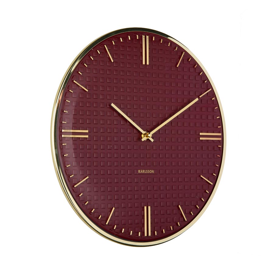 Riqueza Wall Clock - Burgundy Red (35cm)