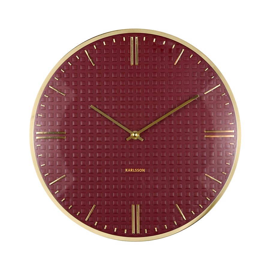 Riqueza Wall Clock - Burgundy Red (35cm)