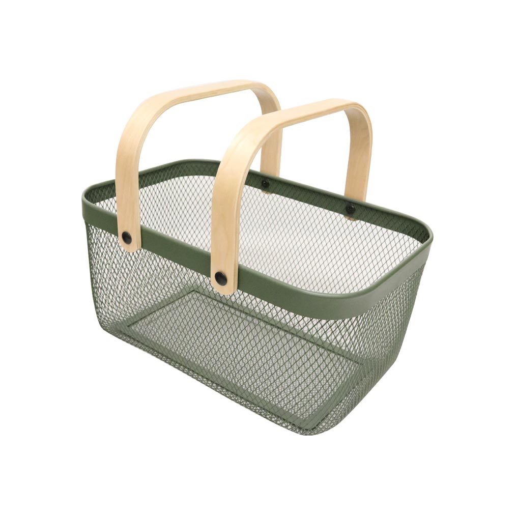 Le Forge Mesh Basket with Bamboo Handle - Green | Koop.co.nz