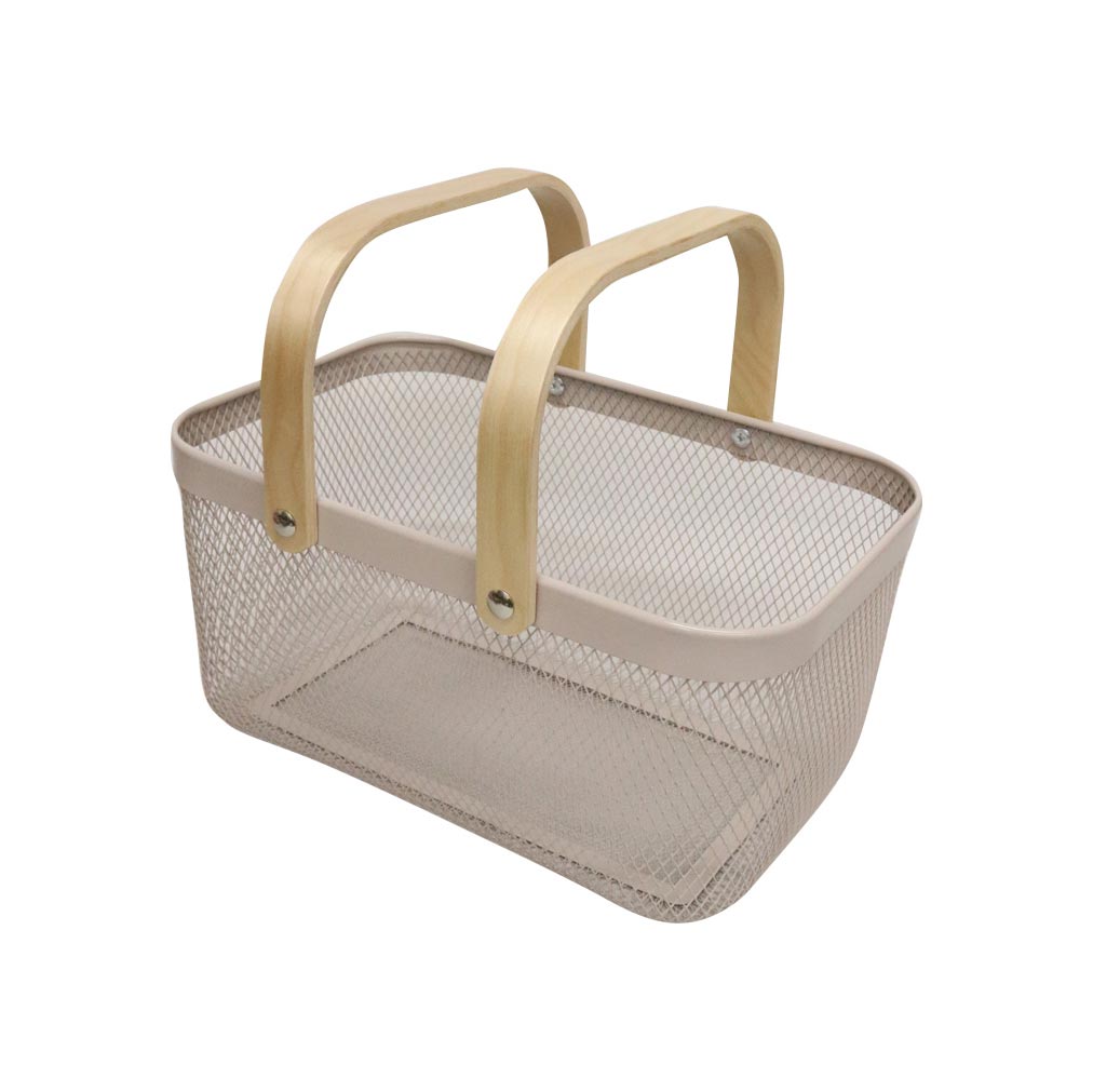 Le Forge Mesh Basket with Bamboo Handle - Concrete | Koop.co.nz