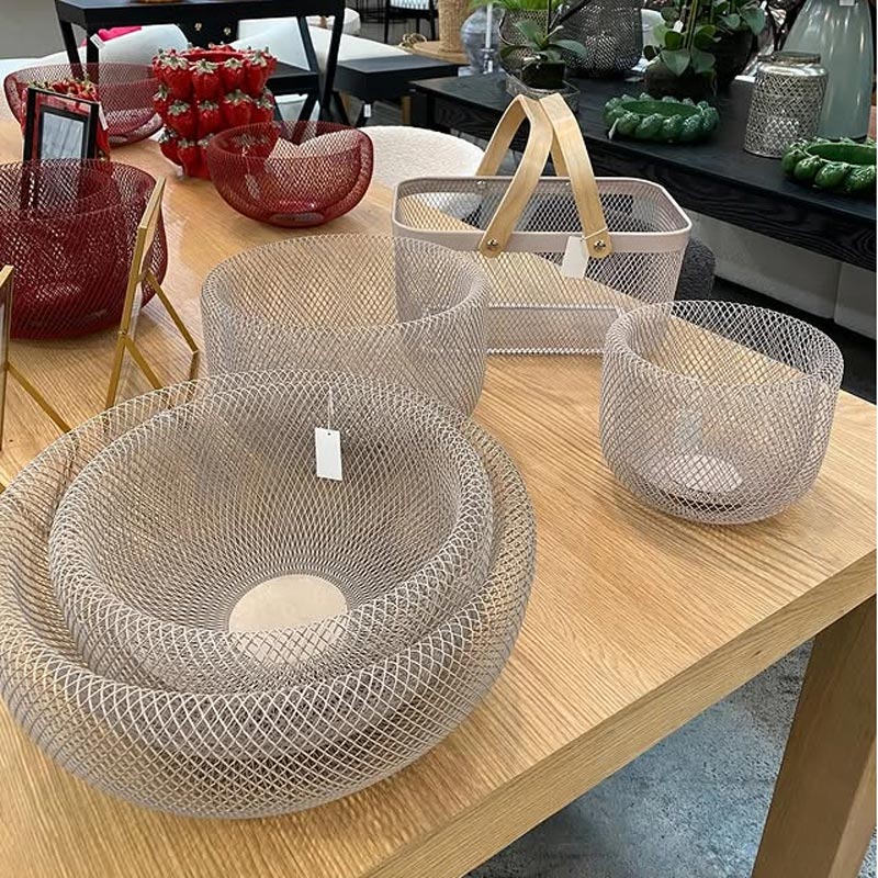 Le Forge Mesh Basket with Bamboo Handle - Concrete | Koop.co.nz