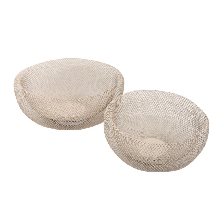 Le Forge Wide Mesh Bowl Set/2 - Concrete | Koop.co.nz