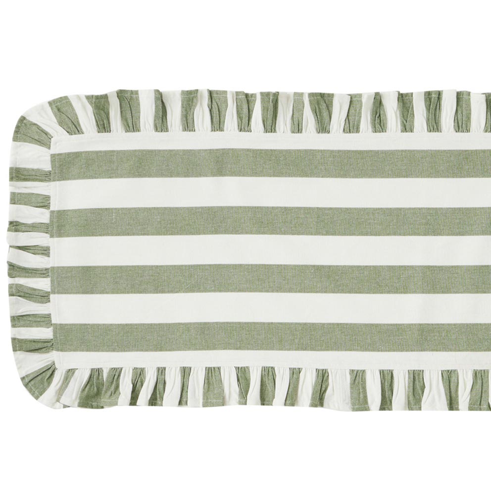 Assemble Orla Cotton Table Runner - Olive/Ivory | Koop.co.nz