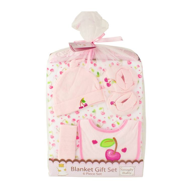 Snugly Baby Blanket Gift Set (6pc) - Cherry | Koop.co.nz
