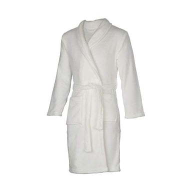 Essential Fleece Bathrobe - White | Koop.co.nz