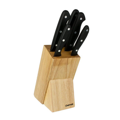 Chefmate Knife Block Set - Natural (6pc) | Koop.co.nz