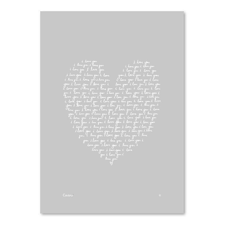 Cenario Grey Love Wall Print (A4) | Koop.co.nz