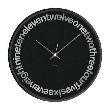 Jonsson Text Wall Clock - Black (30cm) | Koop.co.nz
