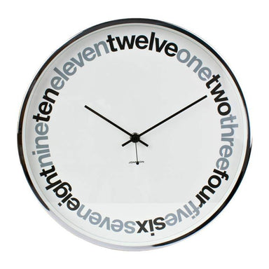 Jonsson Text Wall Clock - White (30cm) | Koop.co.nz