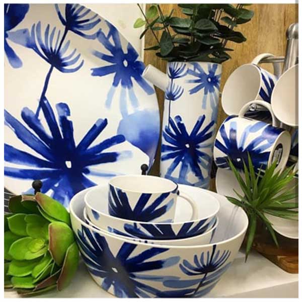 Jennifer Dumet Blue Flower Bowl (24.5cm) | Koop.co.nz