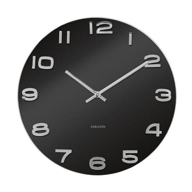Karlsson Vintage Round Black Glass Wall Clock (35cm) | Koop.co.nz