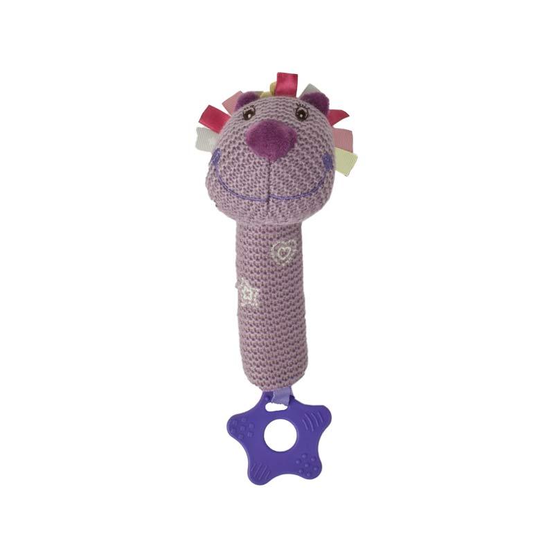 Baby Boo Knitted Lion Squeaker - Lilac | Koop.co.nz