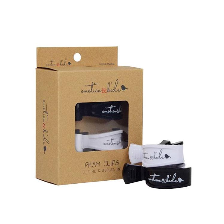 Emotion & Kids Pram Clip Pack - Black & White (2pc) | Koop.co.nz