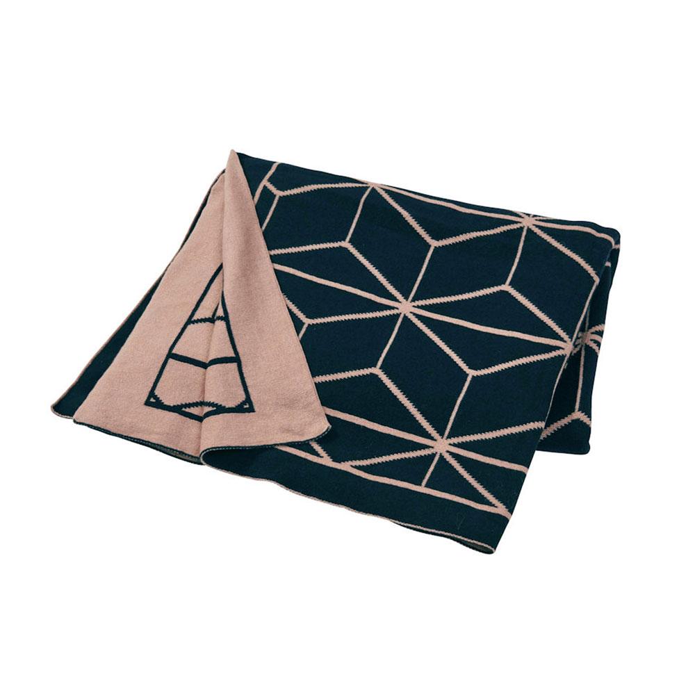 Amalfi Reversible Empire Knit Throw – Navy & Pink | Koop.co.nz