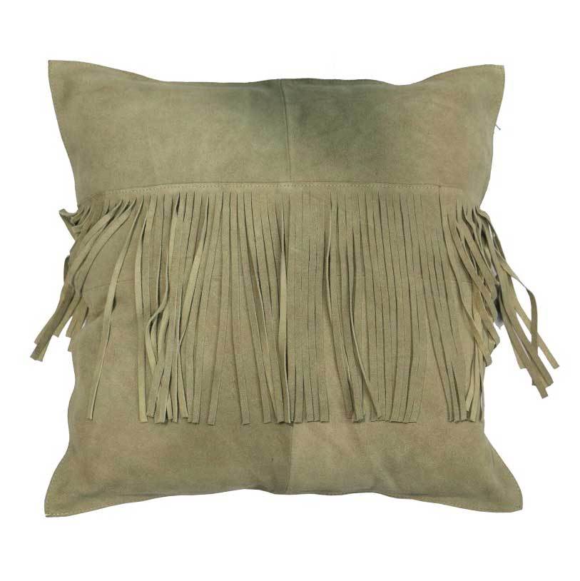 Le Forge Suede Fringe Cushion - Fawn (48cm) | Koop.co.nz