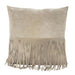 Banyan Home Suede Leather Fringe Cushion - Light Beige (45cm) | Koop.co.nz