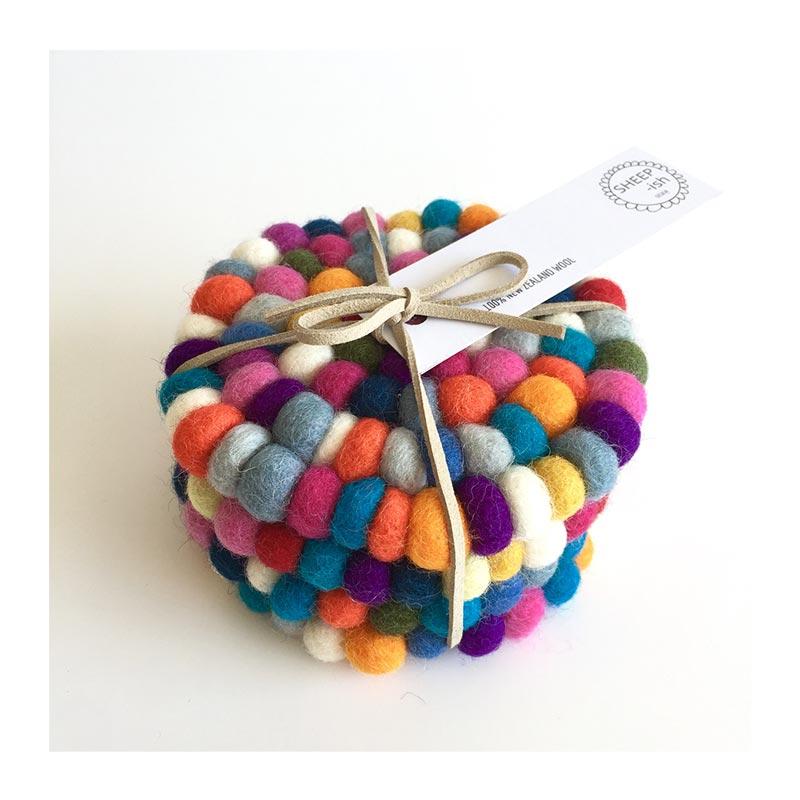 Sheepish Design NZ Wool Coasters – Rainbow | Koop.co.nz