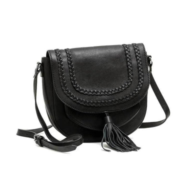 Stella & Gemma Alexa Black Leather Tassel Handbag | Koop.co.nz