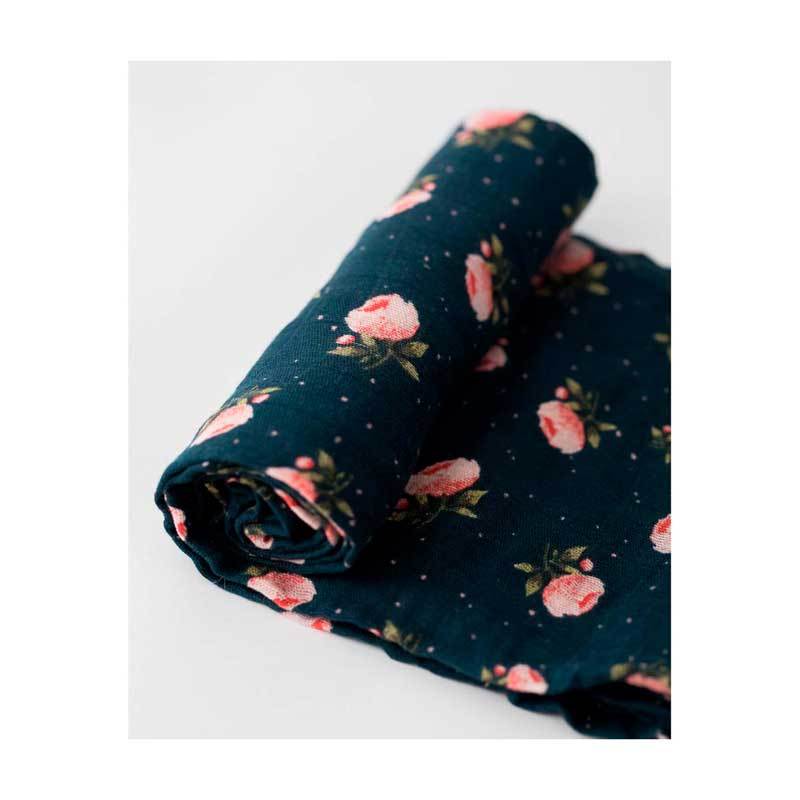 Little Unicorn Cotton Muslin Swaddle – Midnight Rose | Koop.co.nz
