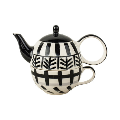 Cha Cult Black Stroke Teapot For One Set | Koop.co.nz