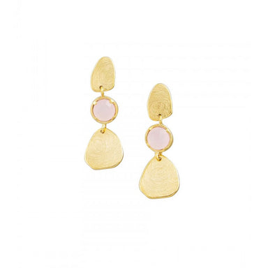 Tiger Tree Gold & Pink Triple Drop Earrings | Koop.co.nz