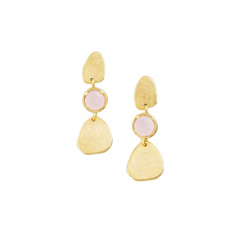 Tiger Tree Gold & Pink Triple Drop Earrings | Koop.co.nz