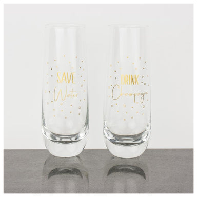 Urban Products Gold Save Water Stemless Champagne Glasses (2pc) | Koop.co.nz