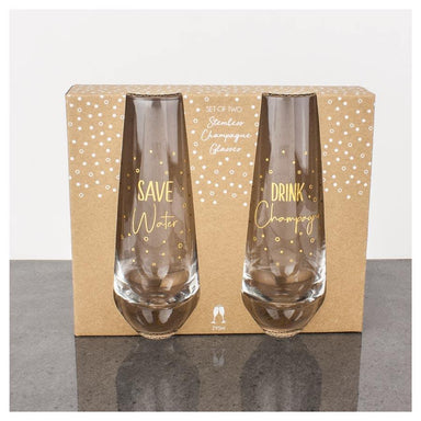 Urban Products Gold Save Water Stemless Champagne Glasses (2pc) | Koop.co.nz
