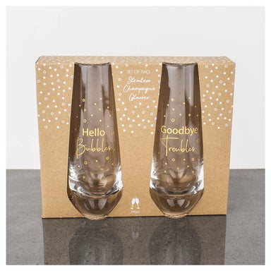 Urban Products Gold Hello Bubbles Stemless Champagne Glasses (2pc) | Koop.co.nz