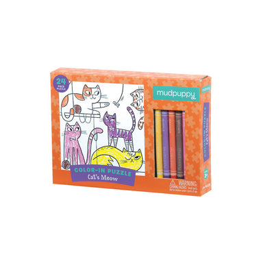 Mudpuppy Colour In Puzzle – Cat's Meow (24pc) | Koop.co.nz