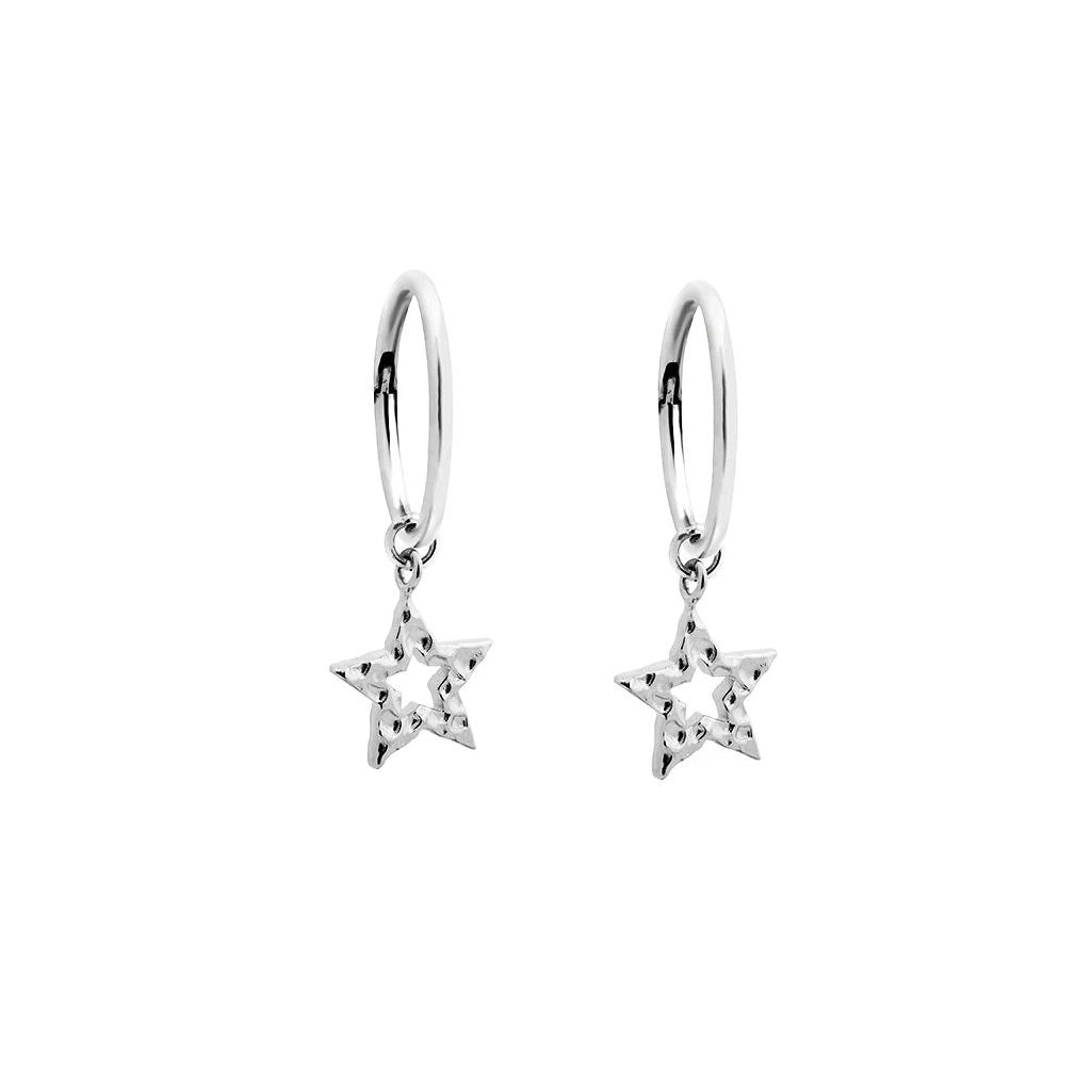 Lindi Kingi Deluxe Hammered Star Sleeper Earrings - Silver | Koop.co.nz